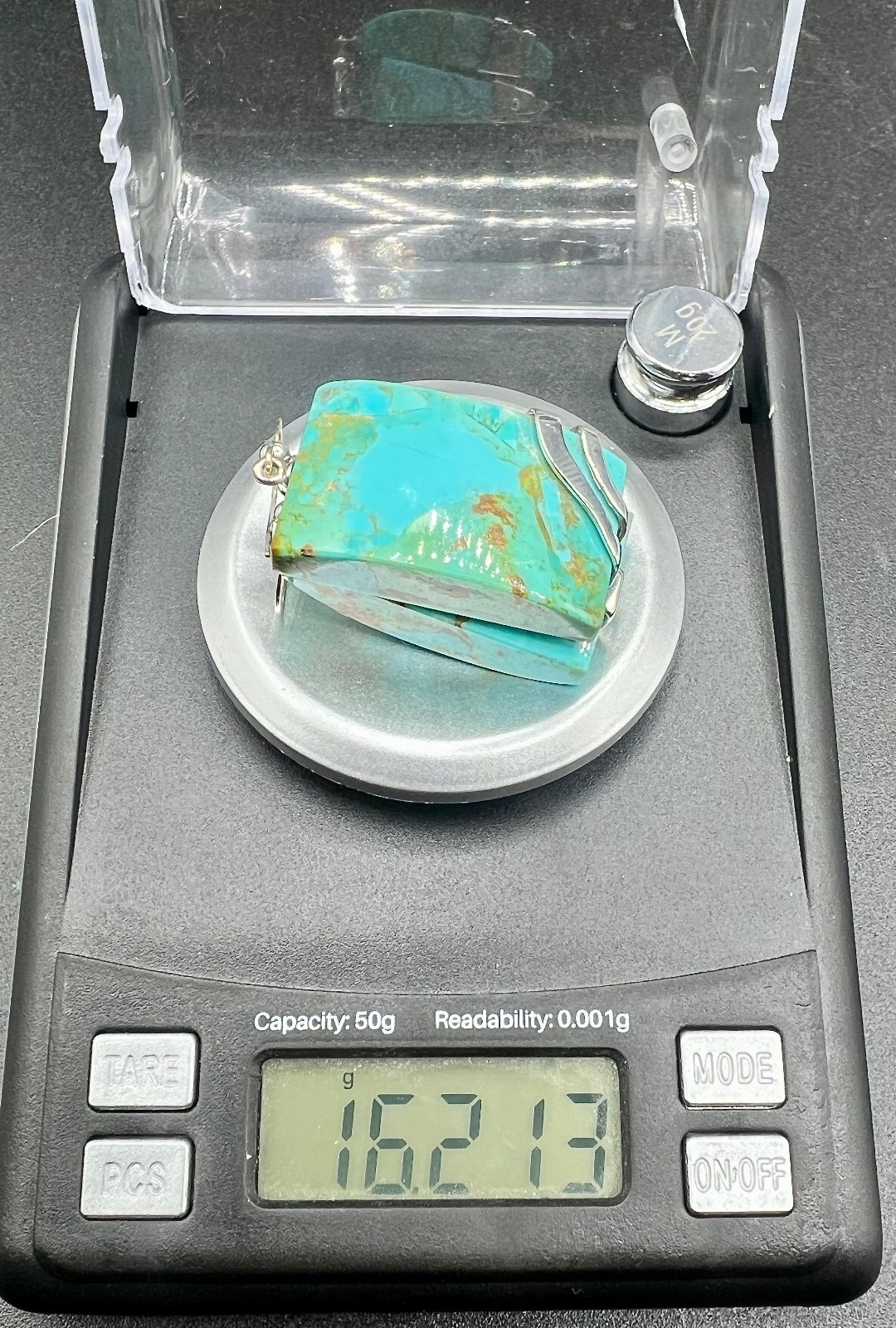 Large Blue Turquoise Rectangular Earrings 925 Ste… - image 9