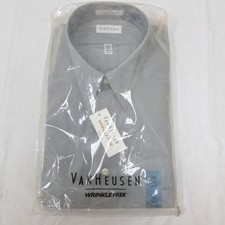 Van Heusen Men's 17 1/2 Tall Long Sleeve Wrinkle Free Poplin Gray Dress Shirt