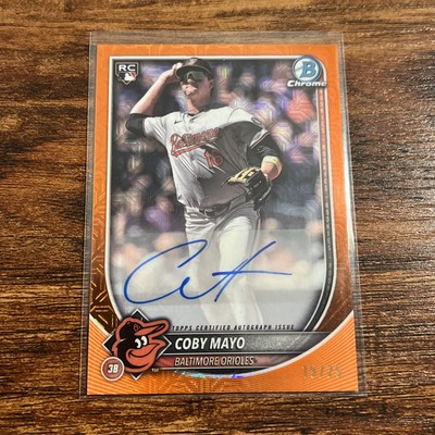 COBY MAYO 2025 BOWMAN CHROME ROOKIE ORANGE REFRACTOR AUTO /25 SP RC COLOR MATCH