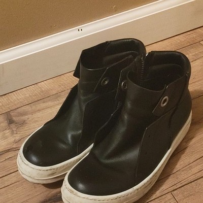 Women's Rick Owens Black Leather High-Top Sneakers IT 38 
