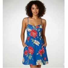 American Eagle Blue Floral Sundress with Adjustable Straps & Pockets – Size XS