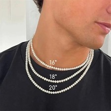 1Pcs Pearl Necklace Handmade 8mm Beaded Strand Unisex Trendy Wedding Jewelry
