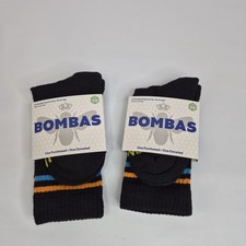2 pair Black Bombas Youth / Women Crew Socks Size XS Bee Honeycomb Shark Tank