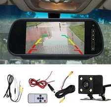 Car Bus Truck Rear View Kit 7" LCD Mirror Monitor + IR Reversing Camera LED