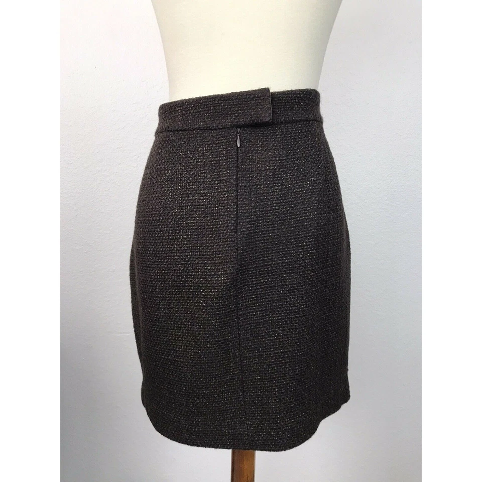 Falda 2B Rych para mujer talla 8 plisada tweed hasta la rodilla mezcla de lana marrón Foto 4 de 4