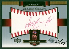 2003 Sweet Spot Classic Greats DON BAYLOR Red Ink Auto Baseball Rare SP #25/25