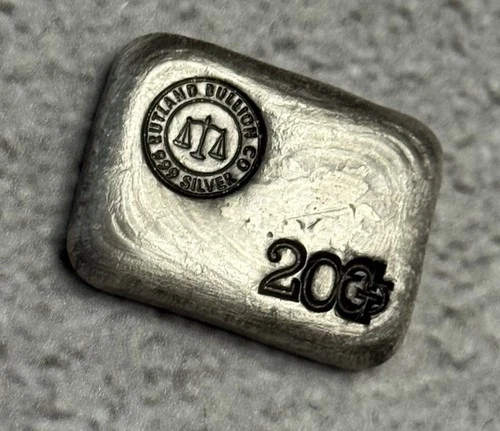 Rutland Bullion Co. 20 Grams Hand Poured Silver Bar .999 Fine Silver