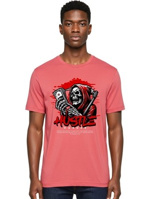 Hustle-Harder Mens Graphic Tee,100% Cotton,Casual Summer Wear