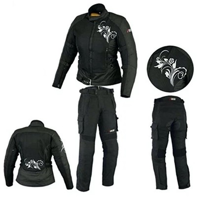 Ladies Motorcycle Suit Textile Jacket & Trousers with CE Protectors Biker Touring New