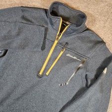 Eddie Bauer First Ascent Pullover Mens Small Gray Fleece 1/4 Zip Hiking Layer
