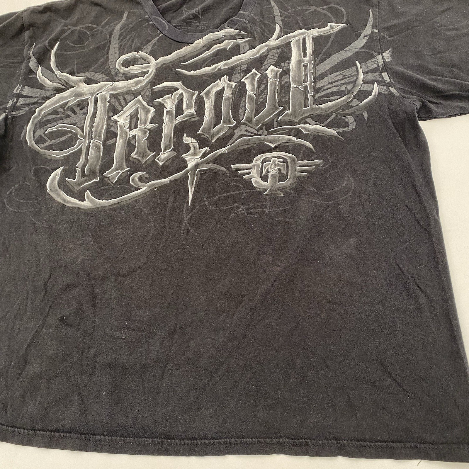 Y2K Faded Black Tapout Shirt Baggy Grunge Streetwear XL Black Tapout Tee