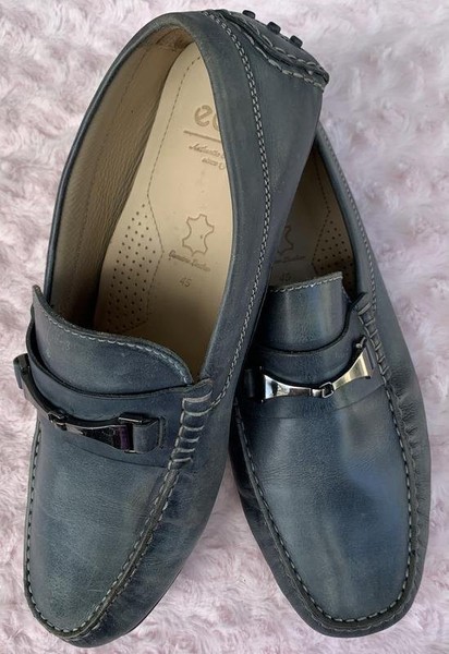 Men Ecco Loafers Navy Leather 45 #3QZO