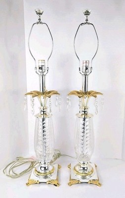 Table Lamps Clear Cut Glass Pineapple Style 32'' Tall Matching Pair 