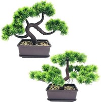 KüNstliche Zeder Bonsai 2Er-Set Fensterdeko Plastikpflanze