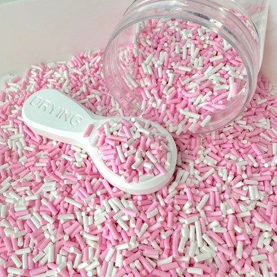Ballerina Pink White Polymer Clay Sprinkle Pieces Mix (NOT EDIBLE) D1-02