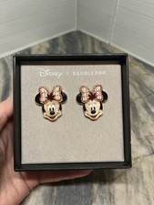 Disney Baublebar Minnie Mouse Orange Gold Gingham Bow Earrings NEW