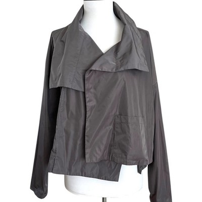 Planet by Lauren G Cropped Asymmetrical Jacket Lagenlook Avant Garde Artsy Taupe