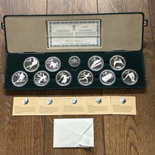 1988 Canada Olympic 10 Coin Proof Set 1 oz Silver Coins With Box Calgary