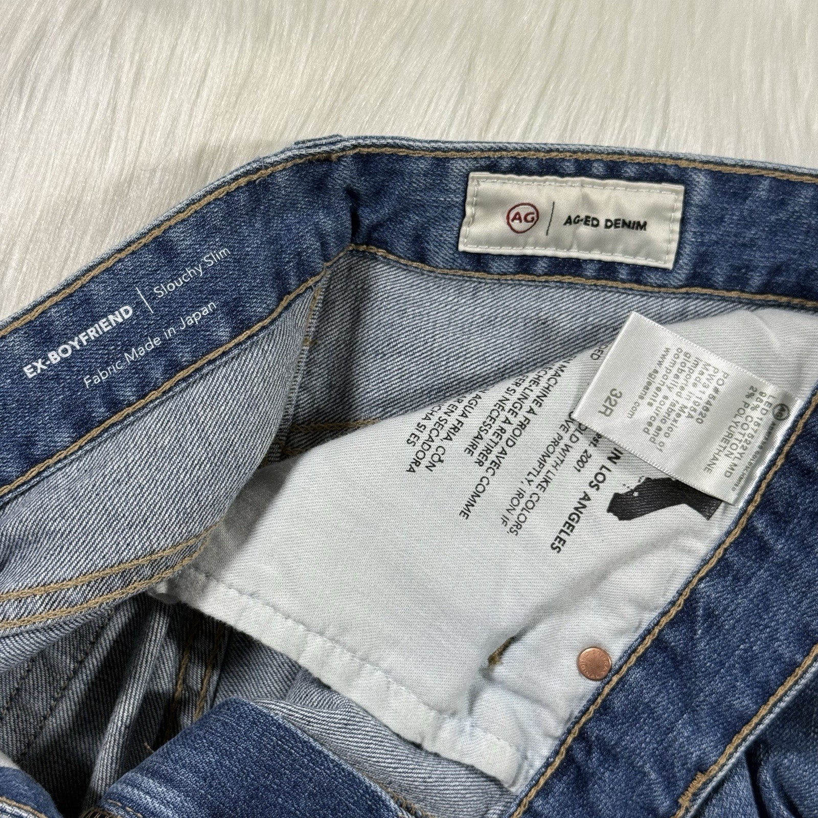 AG Adriano Goldschmied Size 32 R The Ex Boyfriend Slim Slouchy Aged Denim Jeans thumbnail 6