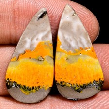 19.20 Ct Indonesian Bumble Bee Jasper Pair Pear Shape Gemstone 13x26x3 mm TP243