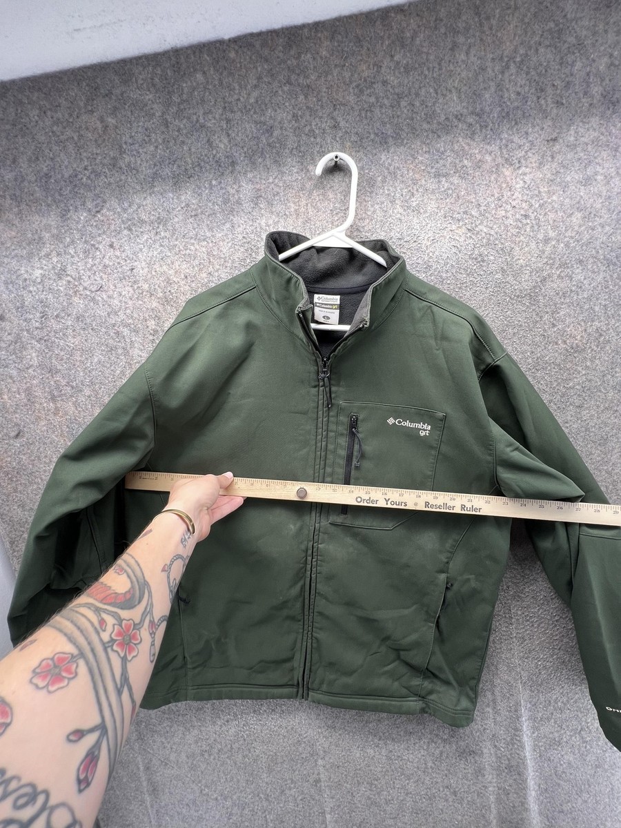 Columbia GRT Jacket Mens Large Green Softshell Full Zip Omni
