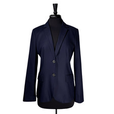 J.Crew Womens 8 Navy Blue Cotton Blazer Career Office Tailored Jacket Classic