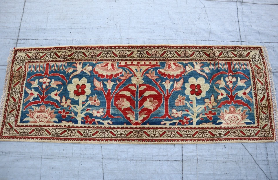 Alfombra de corredor bidjar tribal de 2'2x6'3 pies - Alfombra de corredor azul afgana anudada a mano con tinte vegetal Foto 2 de 4