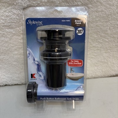 Keeney K820-75BRZ Universal Button Bathroom Sink Drain With Overflow - Bronze