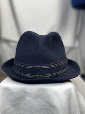 huthaus timmermann navy felt fedora vintage german wool hat jet size 21