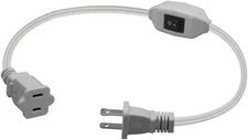 1ft White Short Us Power Extension Cord With On Off Switch Us Ac 2prong Male/fem