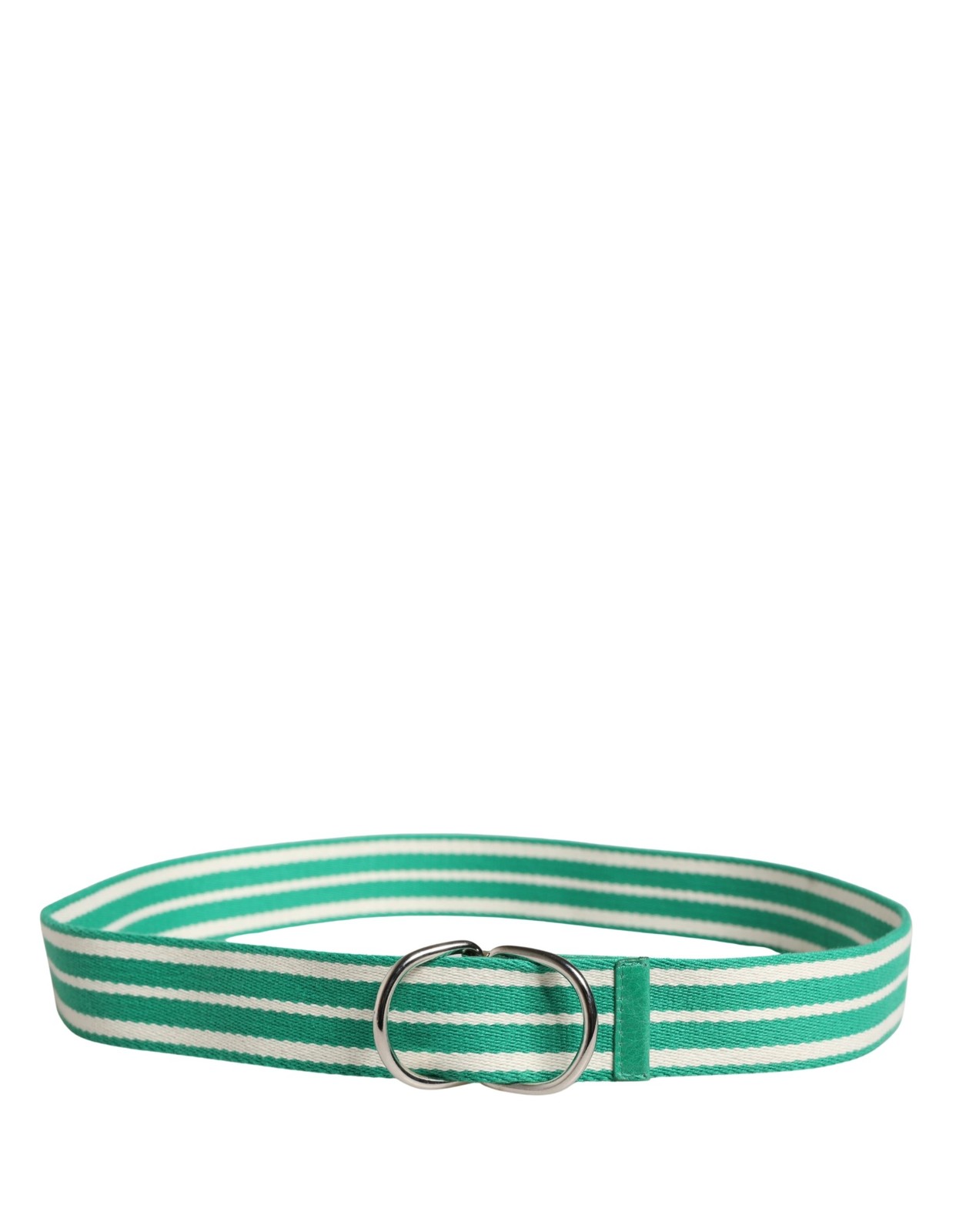 Red Valentino White Green Stripes Canvas Silver Metal Buckle Women's Belt thumbnail 2