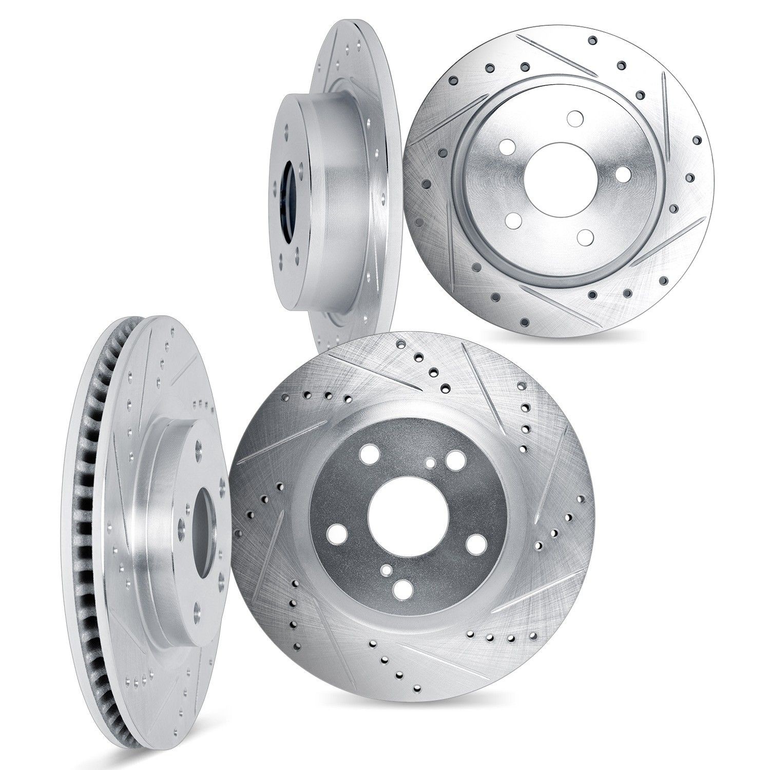 Dynamic Friction 7004-80005 DFC Brake Rotors - Drilled & Slotted - Silver