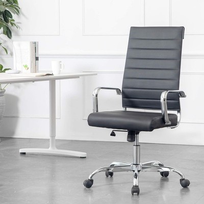Ribbed Leather High Back Executive Office Chair