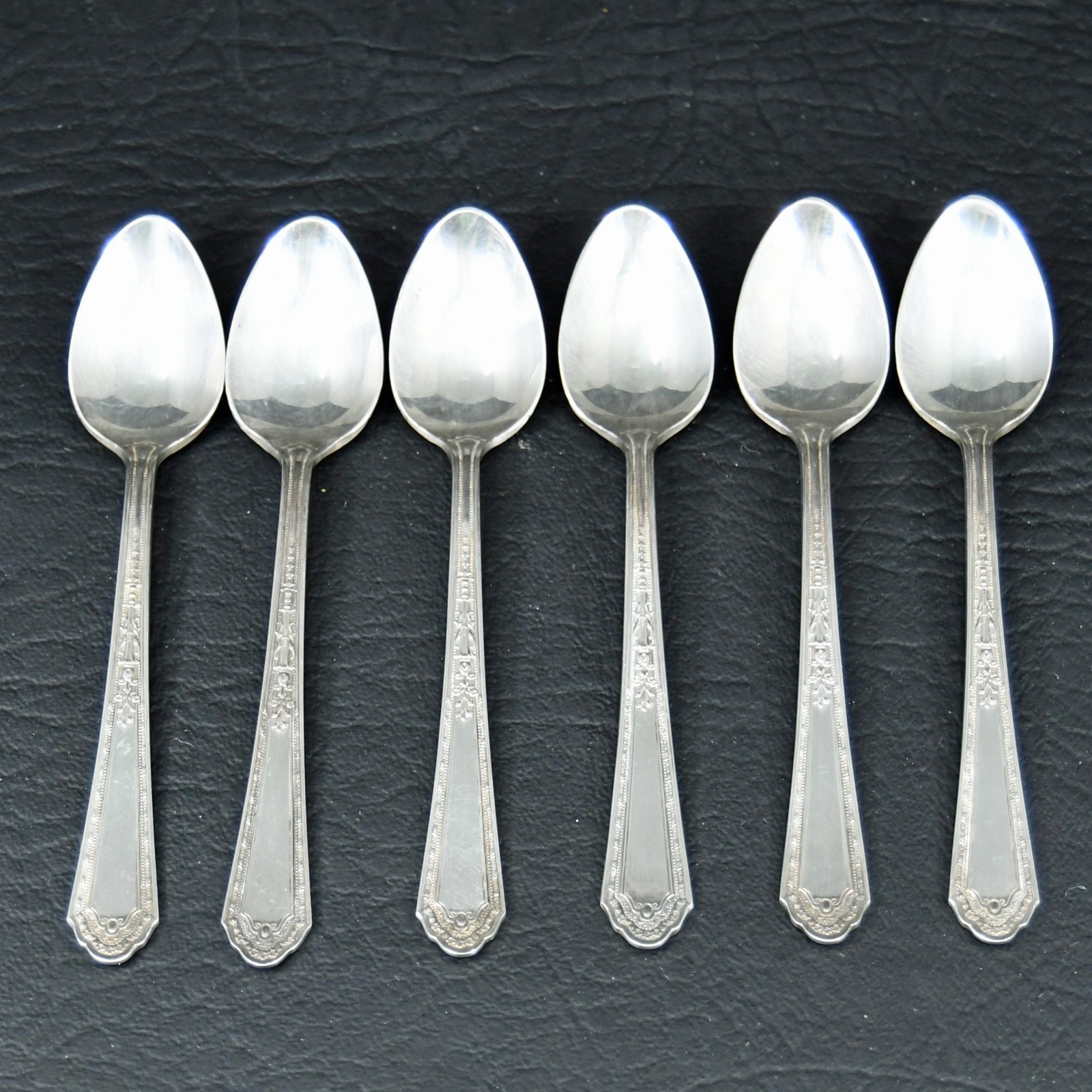 Vtg Holmes Edwards Silver Plate Romance 1925 Inlaid Flatware 6 Demitasse Spoons