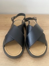 New Women's Black Crisscross Strap Sandals With Adjustable Ankle Buckle Size M