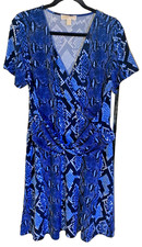 MICHAEL KORS Blue Snake Print Dress Size XL NWOT