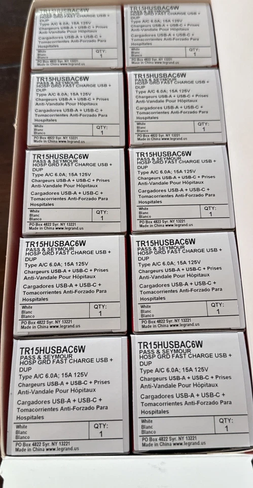 10 - Legrand TR15HUSBAC6W Hospital Grade Fast Charge USB + DUB Receptacle, 15A - Image 3 of 4