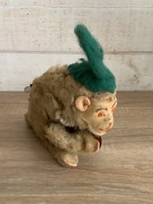 jouet mécanique ancien original: "Singe aux cymbales" en tôle et peluche