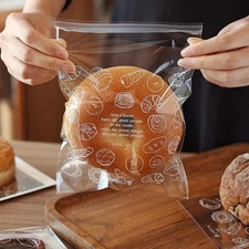 50 Clear Bread Bags 18x15cm, Bakery Packaging, Resealable Food Storage