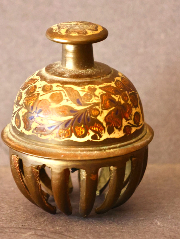 Vintage Brass Copper "Elephant Claw" Bell ,Ring Tone  India indented patterns