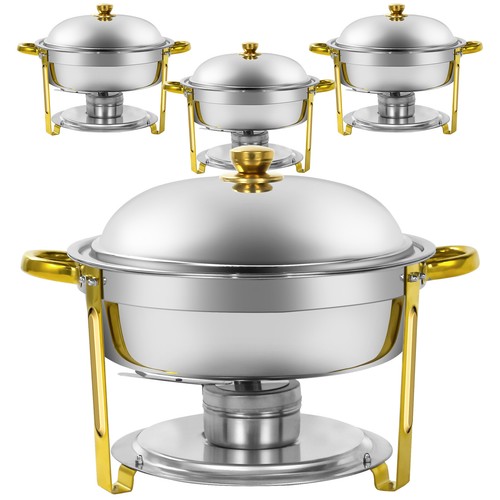 Paquete de 2/4/6/8 chafer dorado 6qt plato de frotamiento acero inoxidable para buffet - Imagen 7 de 8