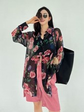 New Silk Retro Printed Floral Long Sleeved Shirt Women's Floral Shirt Thin Shirt