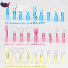 Assortment Heat Shrink Wire Connectors Electrical Ring Spade Crimp Terminal USA