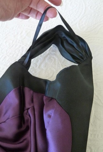 Original MILLY NY Black 100% Silk Satin Sexy Fit V-Back Cocktail Dress 4 USA NOS - Picture 12 of 12