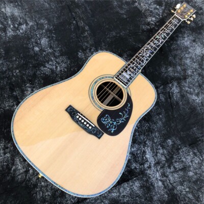 41 Inch D Type Solid Spruce Acoustic Guitar Mother of Pearl Inalys Ebony