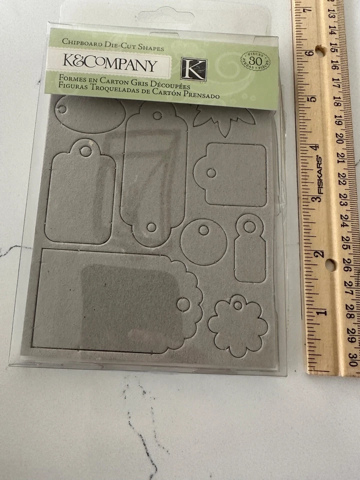 Etiquetas troqueladas K & Company aglomerado 30 piezas adornos álbumes de recortes tarjetas artesanales Foto 3 de 4