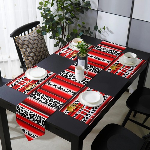 Modern Elegant Leopard Zebra Stripes Table Runner Placemat Set Home Table Decor - Picture 20 of 23