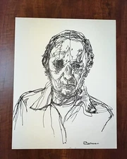 Listed American Artist Herbert Beerman Signed Ink Portrait Drawing Lot D