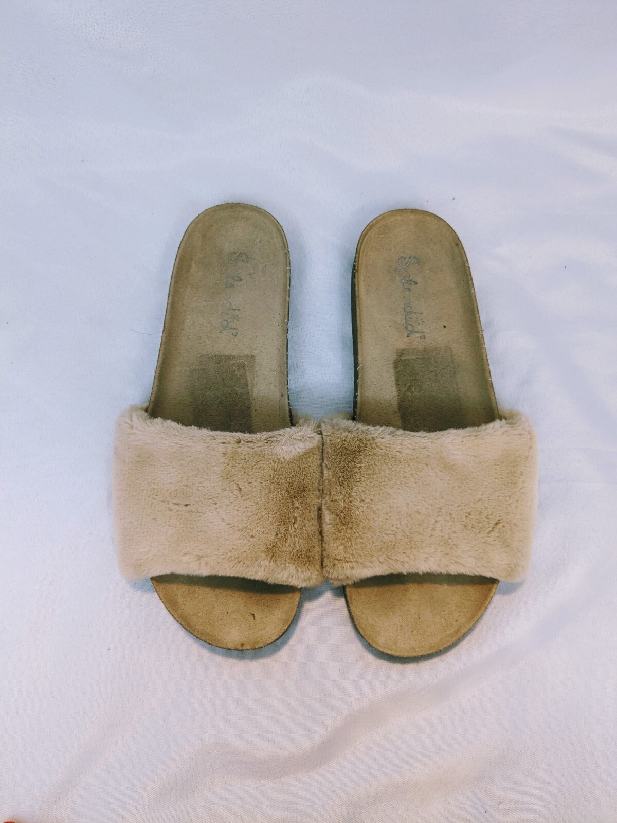 SAOLA Splendide ciabatte da donna taglia 11 in pelliccia sintetica suola interna esterna beige