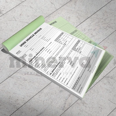 A4 x1 Used Car Vehicle Sales Invoice Receipt Pad - Buying & Selling Motor Trade